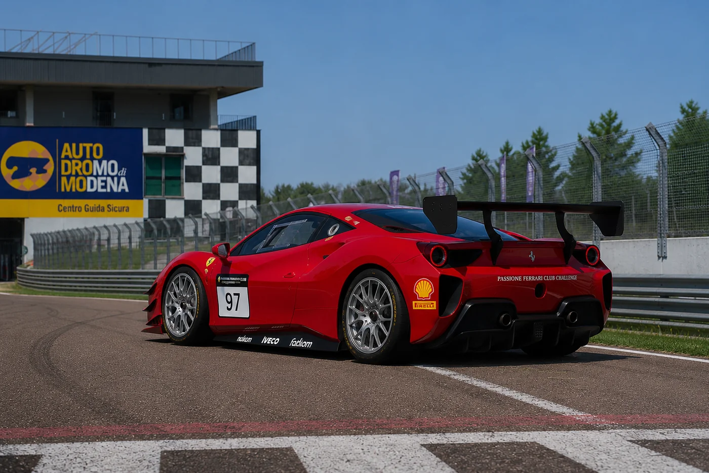 Ferrari 488 Challenge — vista posteriore